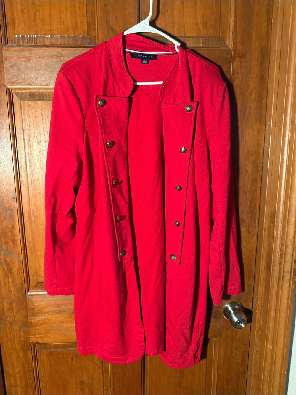 Tommy Hilfiger Red Double-Breasted Trench Coat